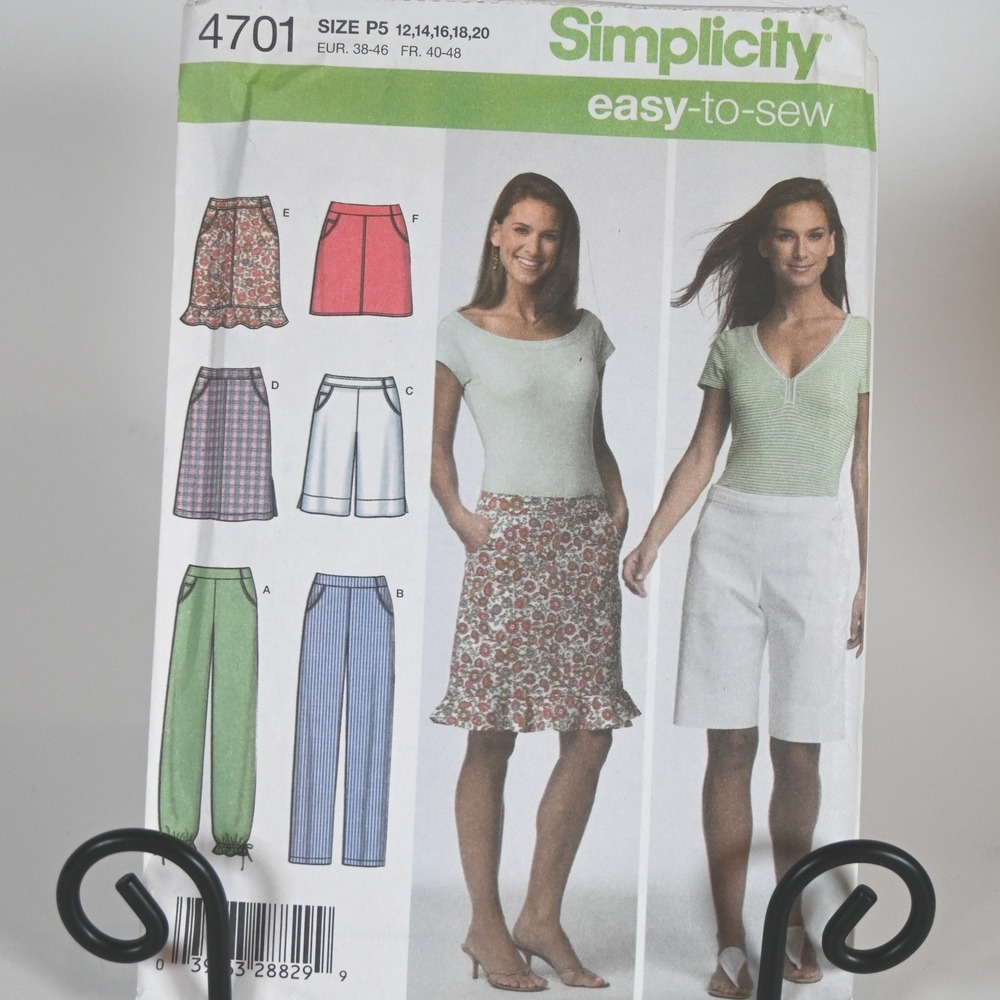 Simplicity Sewing Pattern Misses  12-20 Pants Shorts Skirts Uncut Factory Folded